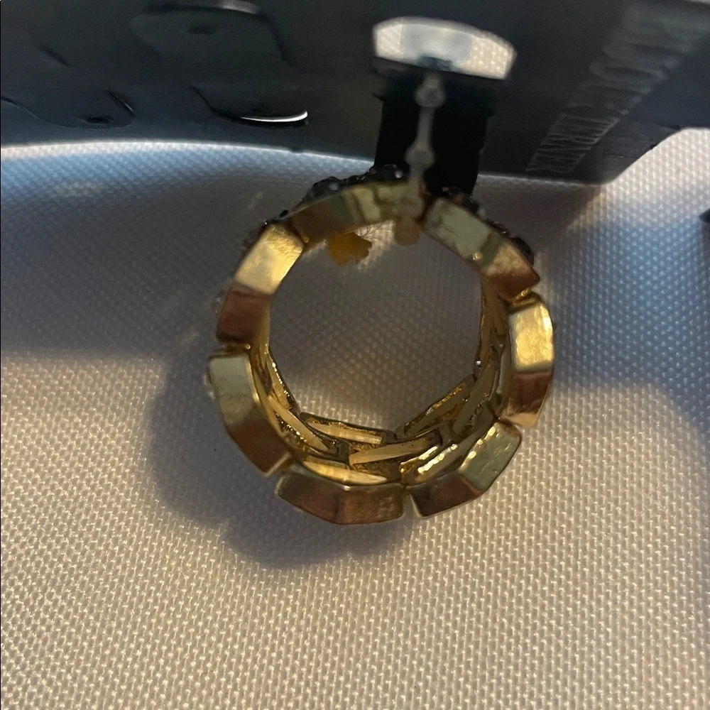 Bijoux Terner Gold and Dark Brown Hexagon Ring
